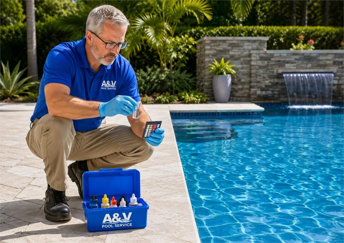 Recovered swimming pool with clear blue water after green pool cleanup in Fort Lauderdale
